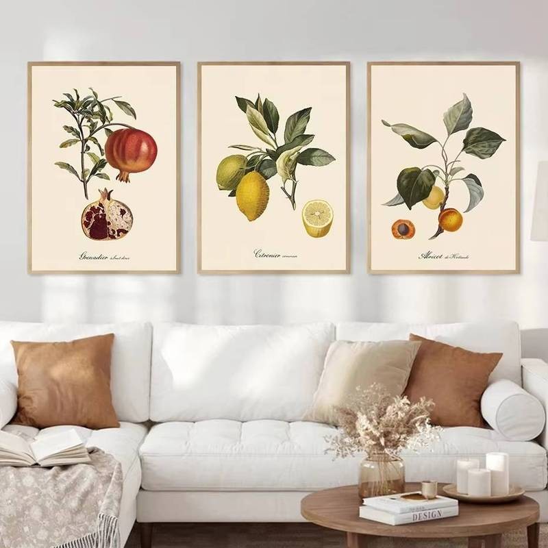 Vintage cây trái cây chanh mận cam poster canvas in tường nghệ thuật canvas tranh tường tranh tường trang trí nhà bếp