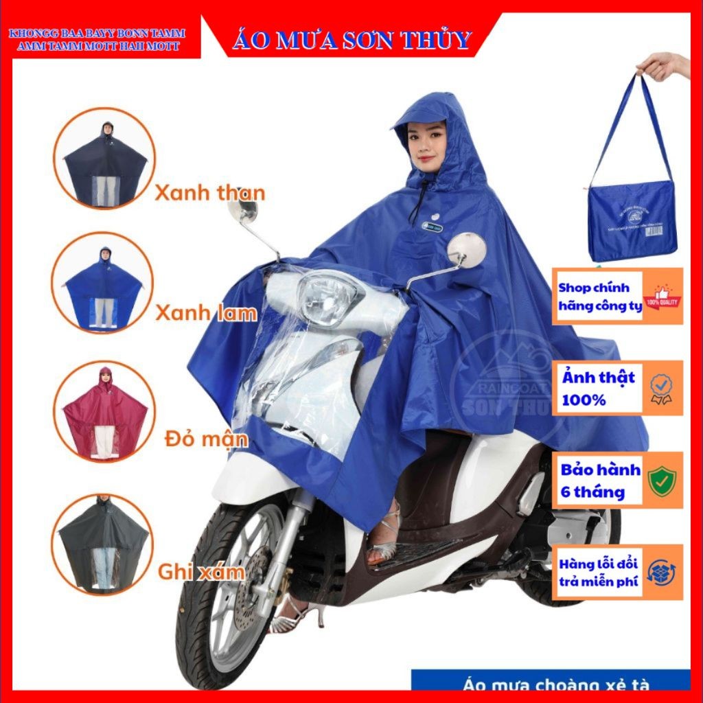 Áo mưa choàng XẺ TÀ Sơn Thủy, vài dù, bền, nhẹ, nhanh khô, chống thấm tuyệt đối, áo choàng cánh dơi aomuasonthuyhn