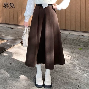 Mutu Pháp Retro Xếp Ly Váy Nữ Mùa Xuân 2026 Phong Cách Mới Cao Cấp Ôm Hơn Nhìn Giữa Chiều Dài Len Chữ a Váy