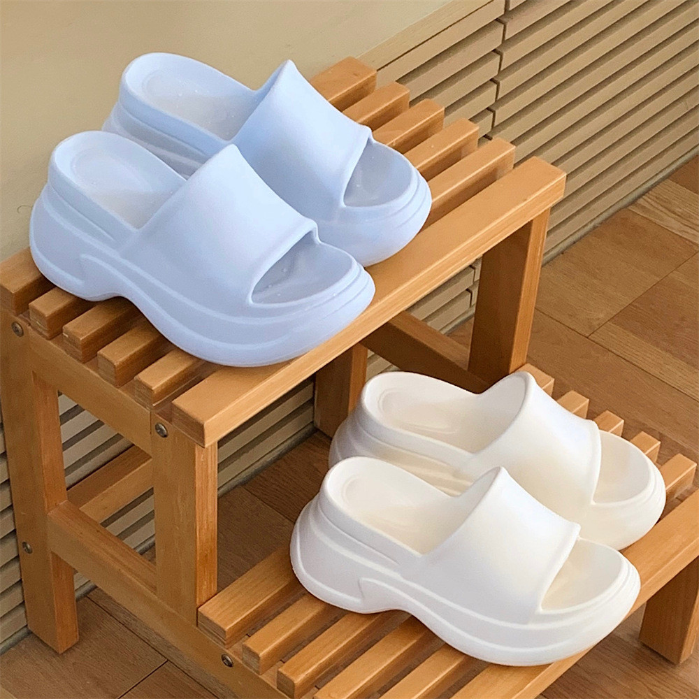 XIXITIAO Dép Dép Cao Gót Nữ Đế Dày 9cm Đơn Giản Màu Trơn Mùa Hè Thường Ngày