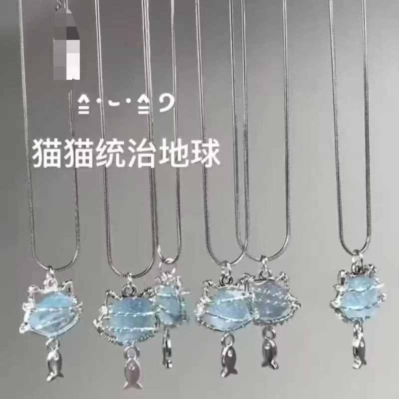 Vòng cổ cá nhỏ hình pha lê cho mèo