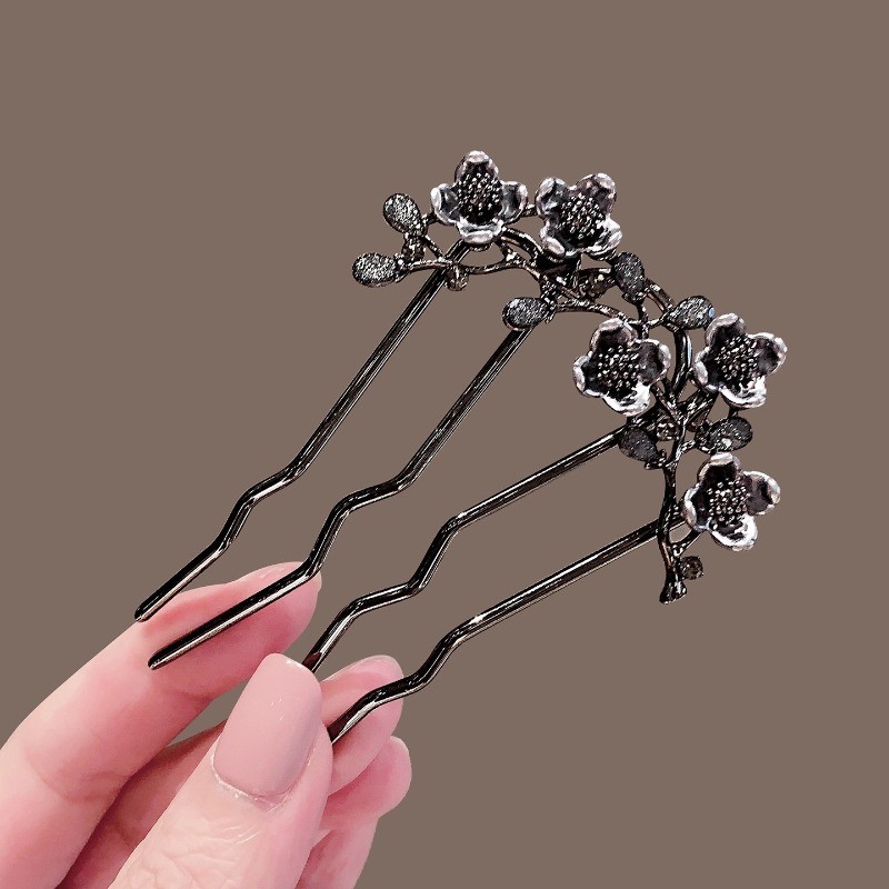 Kẹp tóc hình chữ U tinh tế, cảm giác cao cấp, phong cách quốc gia - Mẫu hoa thời trang