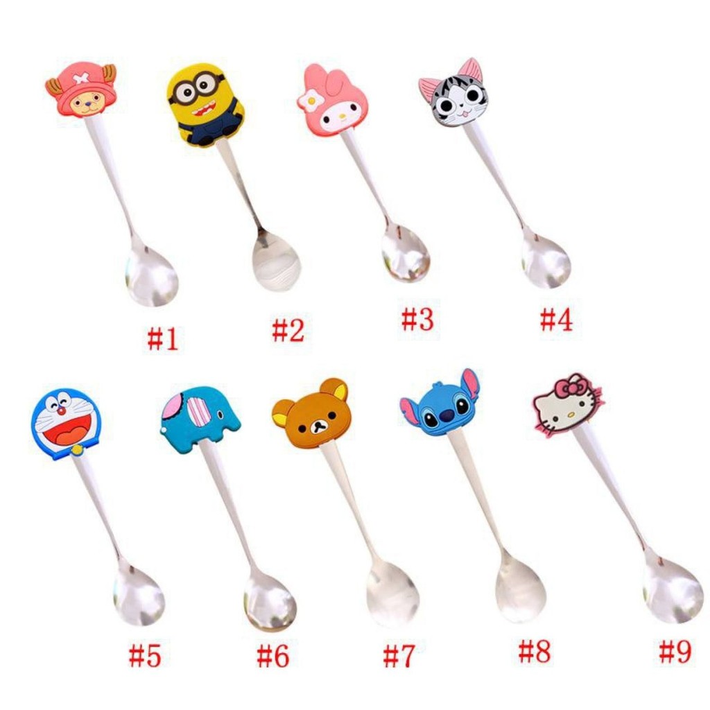 Muỗng cà phê đồ chơi nhân vật hoạt hình nhựa chất lượng cao (4 cái)