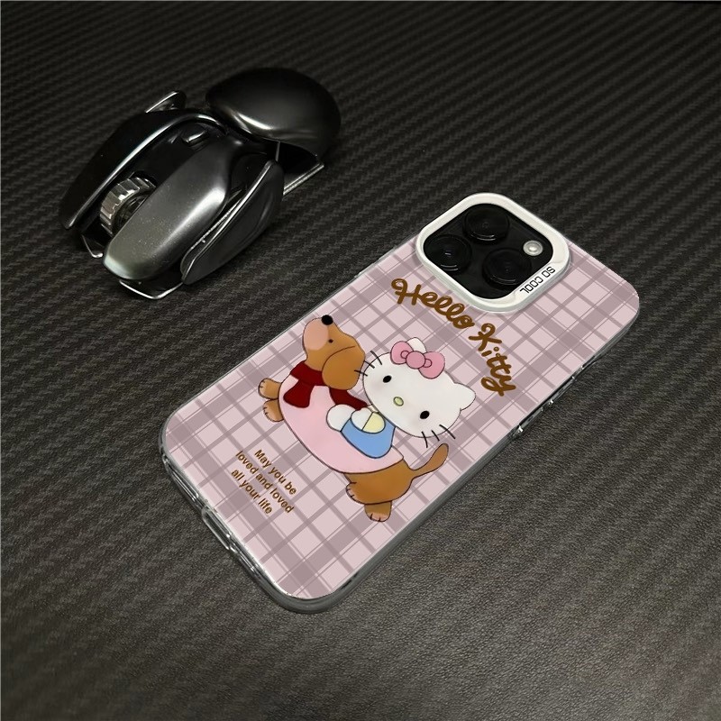 Ốp Lưng iPhone Hình Chó Lạp Xưởng Và Hello Kitty - Tương Thích 16/15/14/13/12/11 Pro Max, XS Max, X