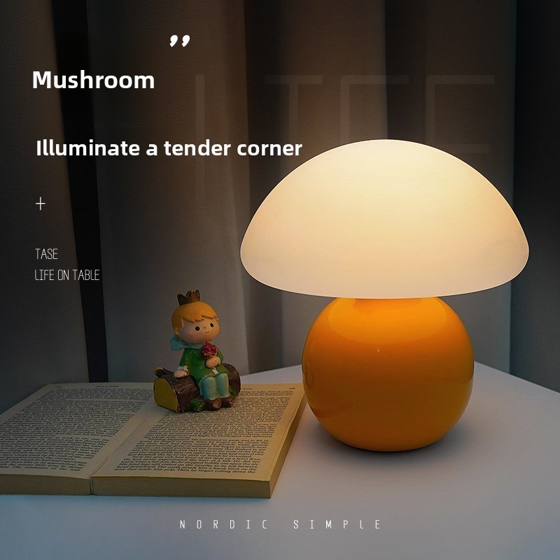 Đèn bàn LED phòng ngủ bảo vệ mắt, đầu giường, trang trí, chất liệu gốm đúc, kiểu dáng nhỏ