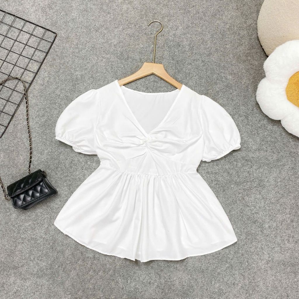 Áo Thun Bigsize Nữ Form Babydoll Họa Tiết Chấm Bi/Trơn Tay Bồng Xinh Xắn Dễ Thương A289