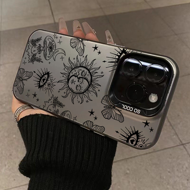 Dành Cho iPhone 11 16 15 Pro 17 Max 16e 14 11 12 13 15 Pro XR XS Max X 7 8 Plus SE2022 Phác Thảo Graffiti Mắt Mặt Trời IMD Matte Cứng Chống Sốc