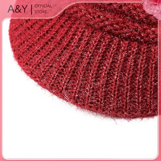 Mũ len dệt kim ấm áp A&amp;Y, phù hợp cho mẹ và bà ngoại, lót lông cừu dày, quà tặng Giáng sinh lý tưởng.