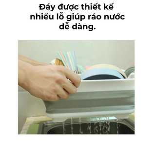 Kệ Bát Đĩa Gấp Gọn Cao Cấp Buna, Nhựa Chất Lượng, Ngăn Muỗng Đũa Buna