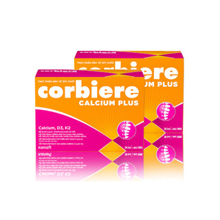 Bộ 2 Thực phẩm bảo vệ sức khỏe Corbiere Calcium Plus Mới - Canxi hữu cơ + D3 + K2