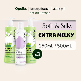Bộ 2 chai Lactacyd Milky Bảo Vệ, Nuôi Dưỡng Da & Tóc Bé500ml+1 Dung Dịch Vệ Sinh Soft & Silky Dưỡng Ẩm 250ml