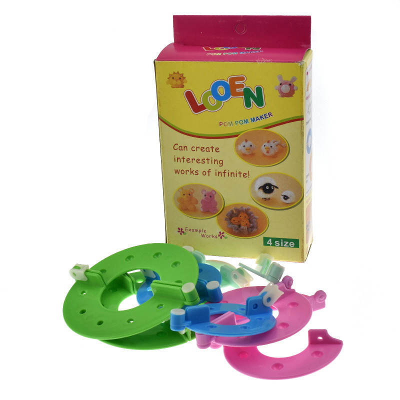 Hàng sẵn có Dụng cụ đan kiểu mới Máy làm bóng len Pompom đóng hộp cho máy làm bóng sợi 4 mẫu Gói DY010 L4EM
