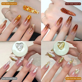 ANNIES Gel móng tay kim sa hổ phách vàng mịn, ánh sáng vàng mật độ cao, keo quang trị liệu, nghệ thuật móng cho tiệm