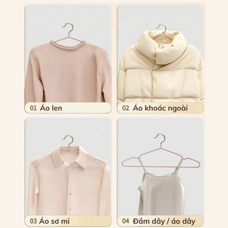 Set 30/50 Móc Treo Quần Áo Bunnies House Kim Loại Pastel, Chống Gỉ, Giữ Dáng Quần Áo