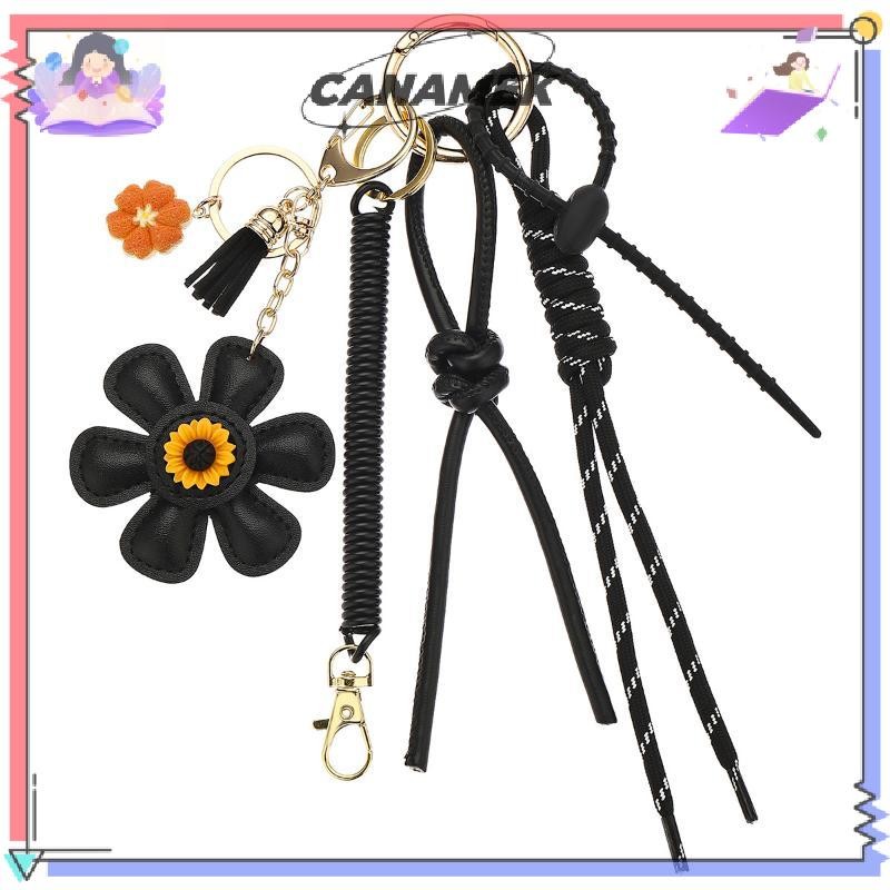CANAMEK 1 Người Phụ Nữ Mới Da Móc Khóa Túi Hướng Dương Quyến Rũ Mặt Dây Chuyền Thời Trang DIY Phụ Kiện Quà Tặng CSF