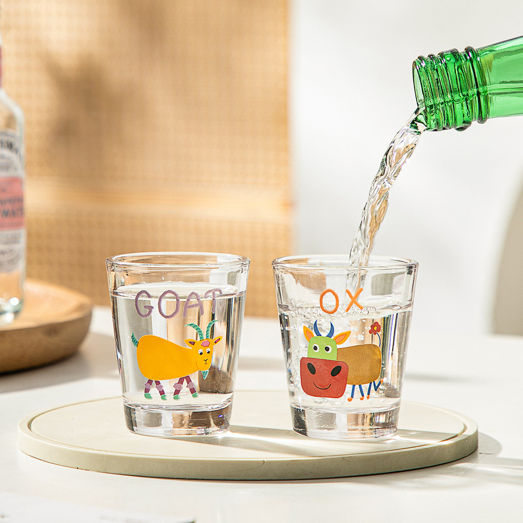 Hoạt Hình Hoạt Hình Thủy Tinh Shochu Thủy Tinh Hộ Gia Đình Hai Hoặc Hai Nhỏ Rượu Ly Sáng Tạo Cốc Rượu Một Sip Thủy Tinh Mini Sake Thủy Tinh Trắng Rượu Thủy Tinh IV65