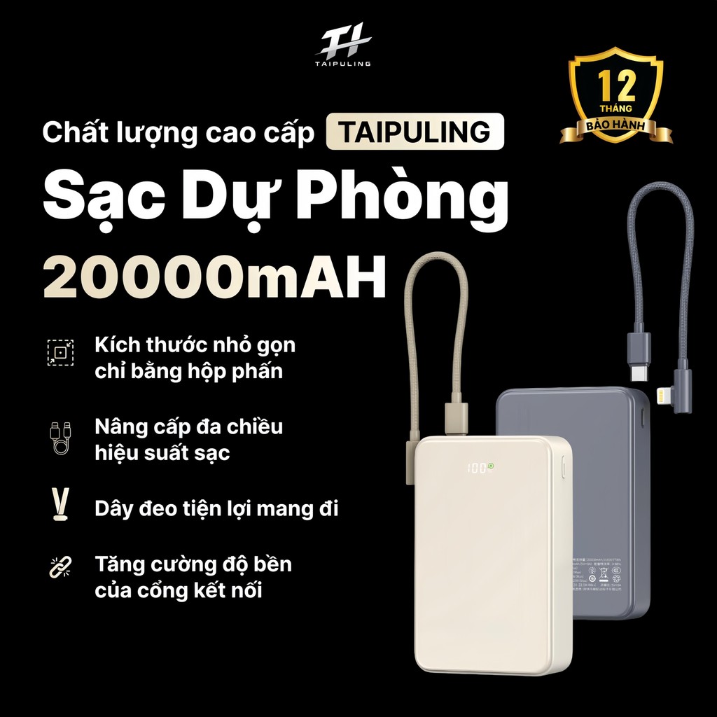 sạc dự phòng D082 Chính Hãng TAIPULING , Hỗ Trợ Sạc Không Dây,Củ Sạc có chứng nhận ,BH 12 Tháng