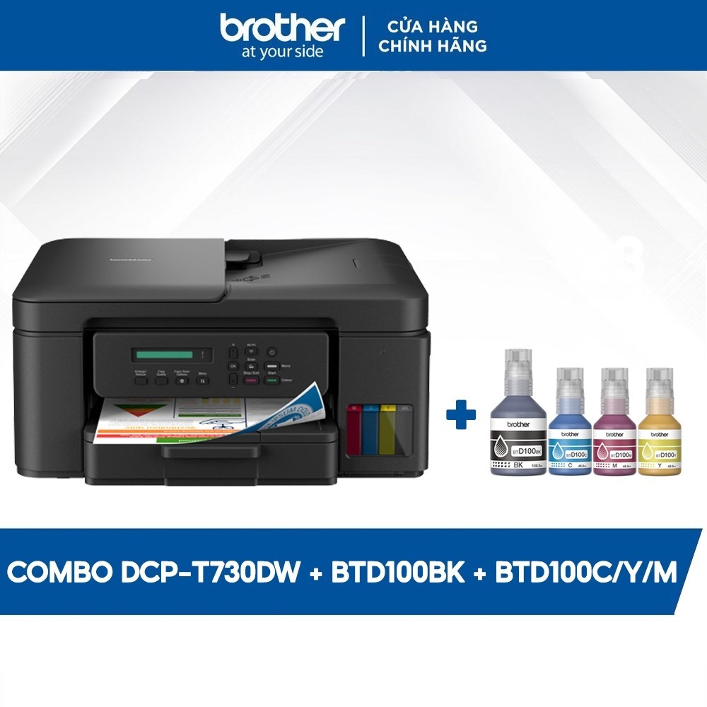 Máy in phun màu đa năng đảo mặt tự động Brother DCP-T730DW (In/Scan/Copy/Adf) - Kết nối Wifi