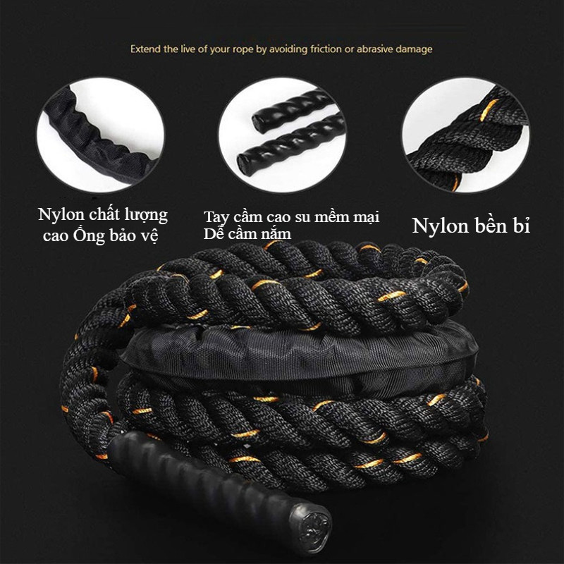 Dây Nhảy Boxing Gym Tập Thể Lực Nặng 1.2kg Dài 2.8m Đến 3m, Chuyên dụng tập Boxing, Gym và rèn luyện sức bền