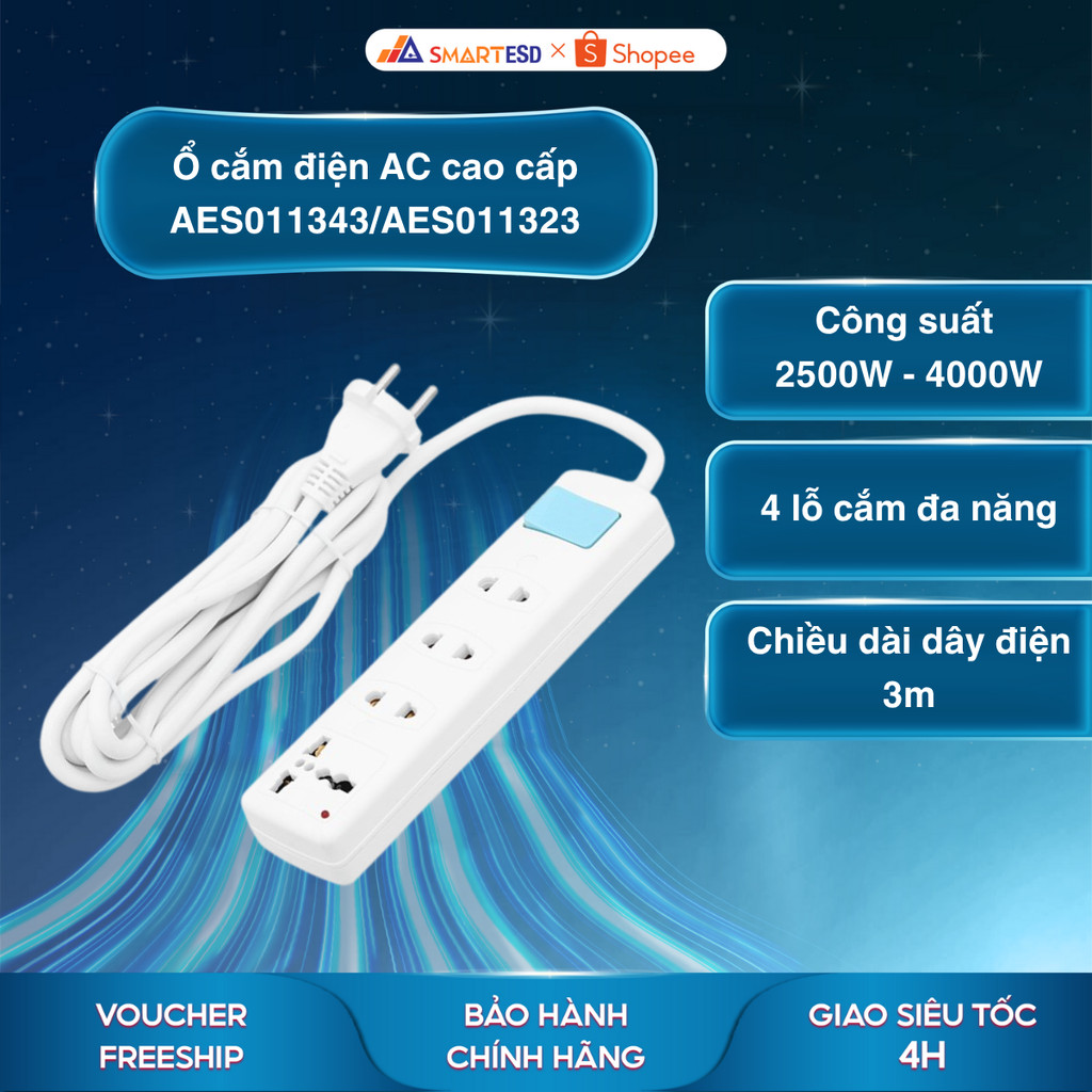 Ổ cắm điện AC cao cấp AES011343(4000W)/AES011323(2500W) - Hàng chính hãng