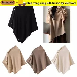 ESSENCEH Dệt Kim Dày Ấm Poncho, Không Đều Có Nút Khăn Choàng Pashmina, Dày Ấm Áp Áo Len Thường Ngày Khăn Choàng Mùa Thu Đông