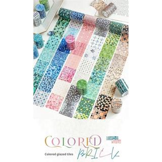 JIANWU 50mm * 200cm Vintage Nhiều Màu Sắc Gạch Gird Phong Cảnh Chất Liệu Cắt Dán Thêu Sò Băng Washi Tạp Chí Sáng Tạo Văn Phòng Phẩm