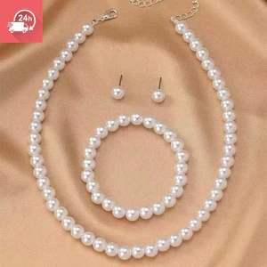 Bông tai vòng tay vòng cổ nữ thời trang 8mm giả ngọc trai