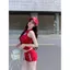 Bộ đồ thể thao thông thường Áo Vest không tay ôm cay ngọt ngào + Quần short thẳng in màu đỏ Bộ đồ hai mảnh mùa hè