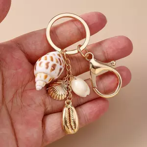 Thời Trang Mùa Hè Bãi Biển Vỏ Móc Khóa Nữ Conch Móc Khóa Mặt Dây Cho Túi Xách DIY Handmade Trang Sức Quà Tặng saixit2vn