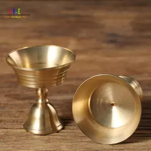HL 1 Chân Nến Đồng Bơ Đèn Giá Đỡ Đèn Dài Candlesti Đặt Nến Đồng Cốc Trang Trí Nhà LMWU