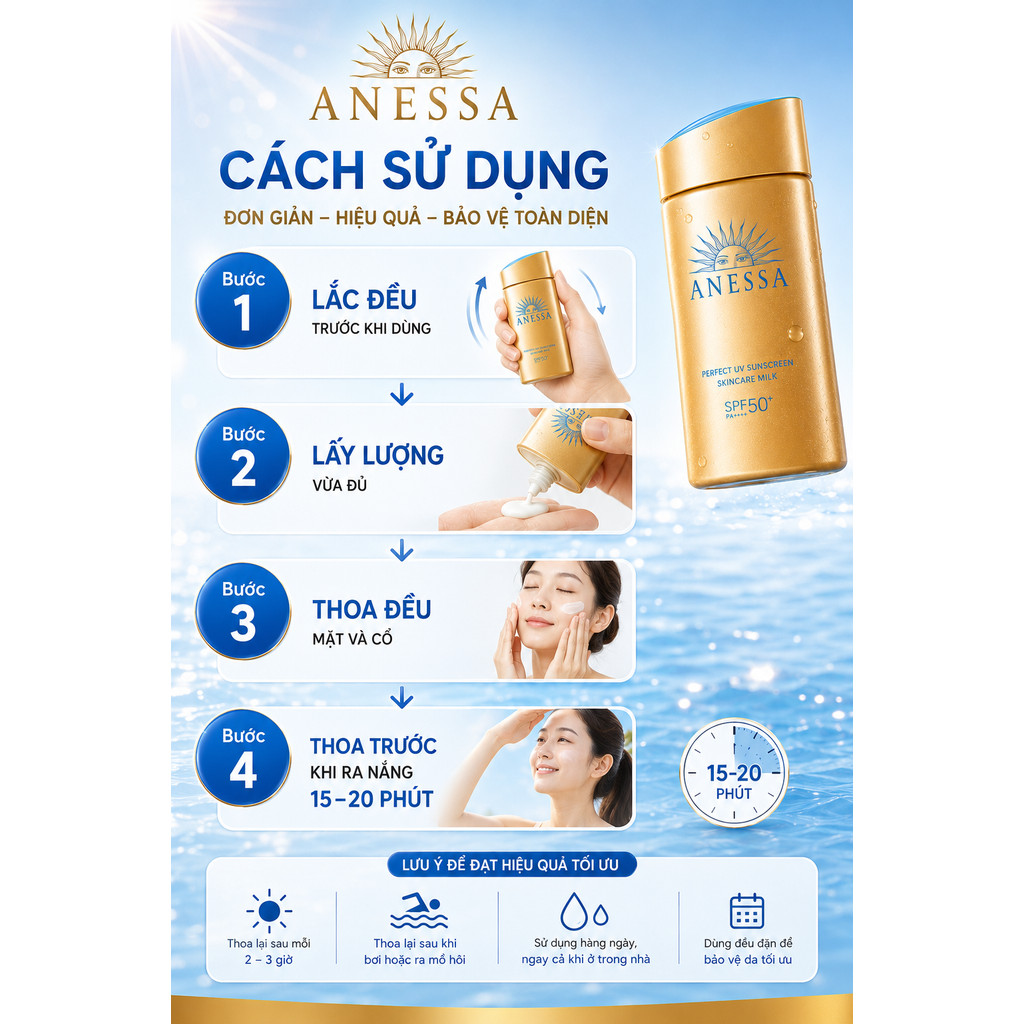 ANESSA SPF50+ PA++++ 60ml Chính Hãng | Kem Chống Nắng Nhật Bản Chống Nước