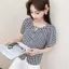 Áo sơ mi ngắn tay kẻ sọc Cotton kiểu Pháp 2026 dáng rộng phiên bản phù hợp cho nữ mùa hè Áo sơ mi dáng ôm hơn