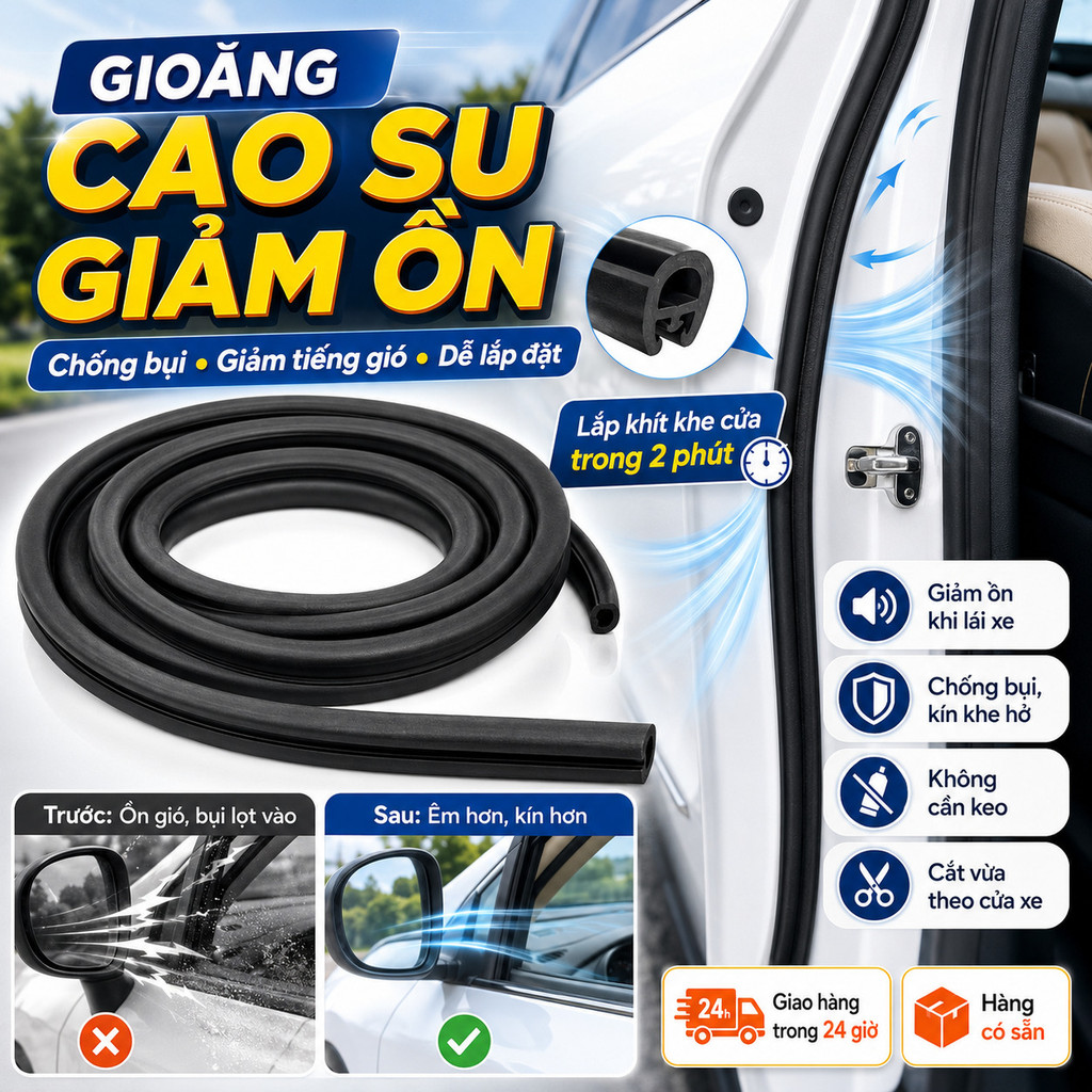 ⚡Ship Nhanh⚡Giảm ồn gioăng cao su cửa ô tô | Chống bụi gioăng cách âm niêm phong | Dễ lắp đặt gioăng cửa xe đa năng