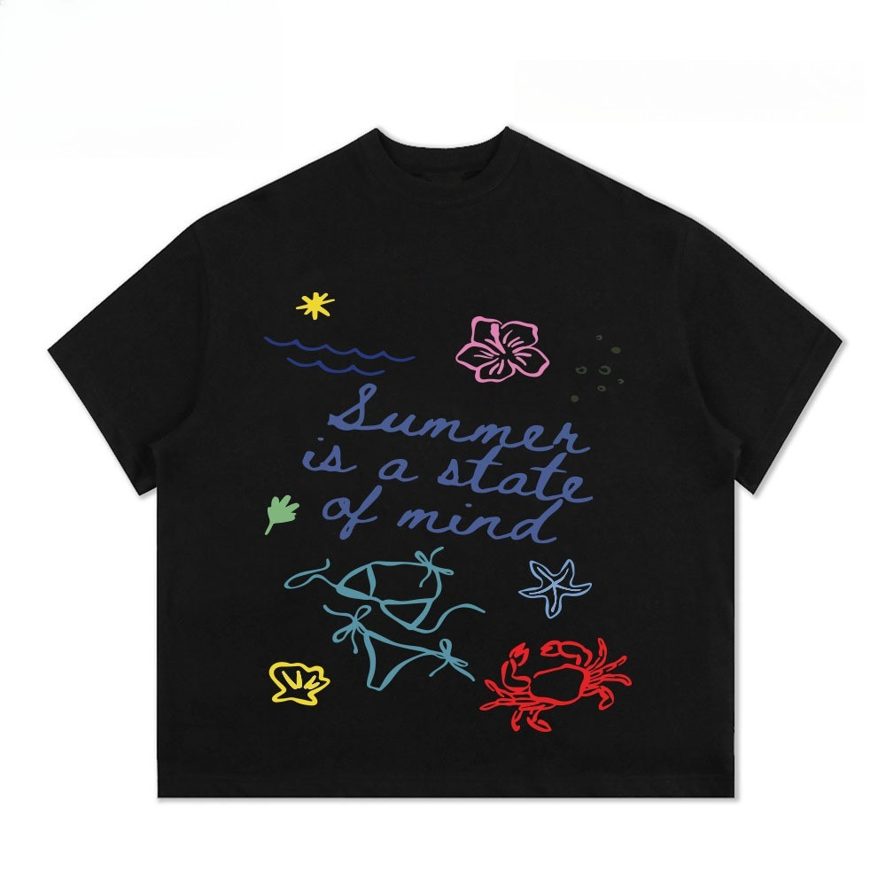（Giao hàng 24h）Angela Áo thun form Boxy Angela "Summer vibe" unisex nam nữ tay ngắn cổ tròn cotton dày dặn mặc mát
