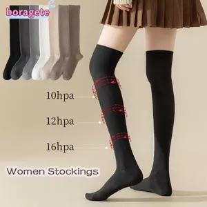 Vớ dài nữ BORAGETE, Vớ Cotton co giãn, Phong cách Nhật Bản Ấm áp đùi đến đầu gối nữ Hàng dệt kim nữ bé gái