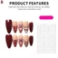 Bấm vào Móng Tay 10 Miếng Hạnh Nhân Trung Bình Kẻ Sọc Burgundy Móng Tay Giả Có Kim Cương Giả Nhẹ Sang Trọng Nhựa Móng Tay Nhân Tạo Cho Nữ Tiệc Cưới Và Mặc Hàng Ngày
