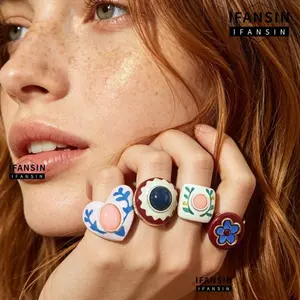 Nhẫn dầu nhỏ giọt IFANSIN, Thiết kế đầy màu sắc Tay nghề thủ công tinh tế Nhẫn có thể điều chỉnh, Tính khí Mở Cấu trúc có thể điều chỉnh Thiết kế sáng tạo Nhẫn mở cho nữ