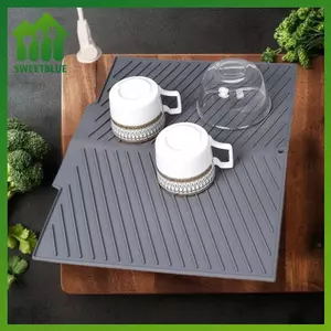 SWEET Tấm thoát nước bằng silicon có lỗ Thảm sấy nồi Đĩa thoát nước cho nhà bếp Bộ đồ ăn Thảm chống trượt Chống bỏng Coaster Nhà bếp n