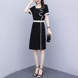 2026 Đầm chữ A ngắn tay cỡ lớn cỡ lớn eo hẹp nhẹ Phiên bản trưởng thành che phủ mùa hè Váy dài hơn