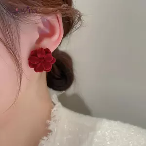 AqToCna Nhung Hoa Bông Tai Nữ Bông Tai Hoa Thời Trang Hàn Quốc Cô Gái Cưới Đính Hôn Dự Tiệc Phụ Kiện Trang Sức Quà Tặng AqToCna