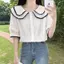Áo sơ mi cổ cánh hoa nhỏ tươi ngọt ngào Giảm tuổi tác Công ty búp bê hai lớp