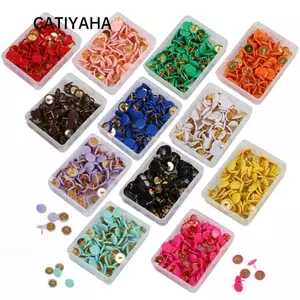 CATIYAHA 100 Cái Tacks, Bấm Ngón Tay Cái Điểm Tròn Đẩy Chân, Bản Tin Vẽ Màu Kim Loại Đầu Tròn Cork Board Tacks