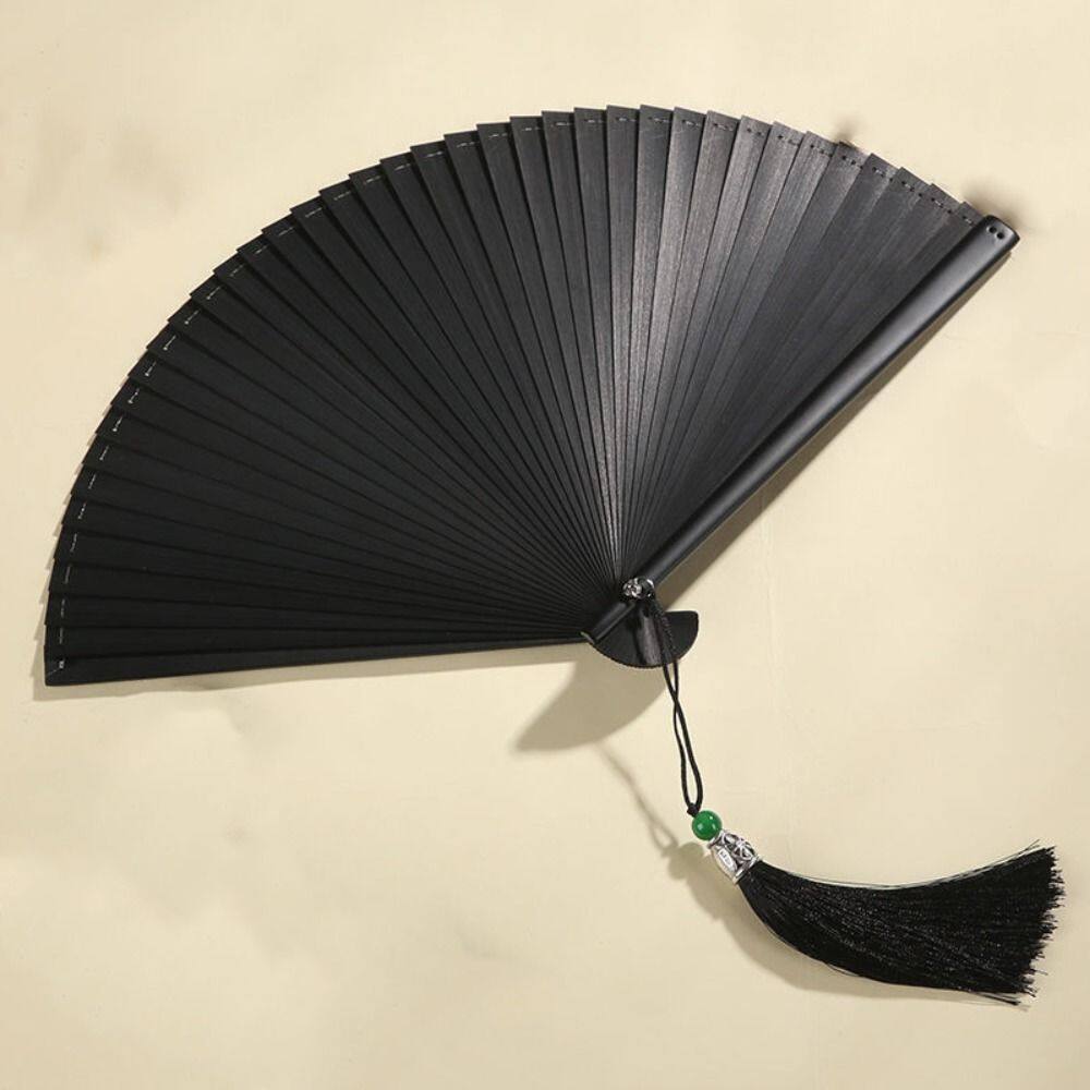 Quạt Gấp Cổ Điển Trung Quốc 18cm , Quạt Gấp Di Động Phong Cách Trung Hoa, Đạo Cụ Chụp Ảnh Màu Đen Phong Cách Phố Cổ