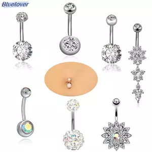 Bluelover 7 Cái / bộ Thép Không Gỉ Pha Lê Bụng Nút Nhẫn Rốn Cơ Thể Trang Sức Xuyên Mới
