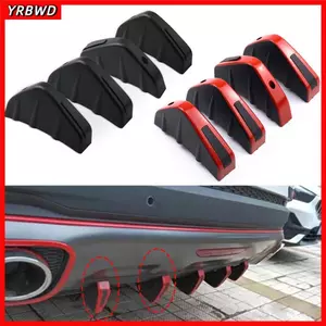 YRBWD 4 Cái / bộ Máy Khuếch Tán Môi, Sửa Đổi Vây Cá Mập Họa Tiết Sợi Carbon Môi, Bền Chống Va Chạm Đỏ Đen Phía Sau Cản Sau Xe Ô Tô