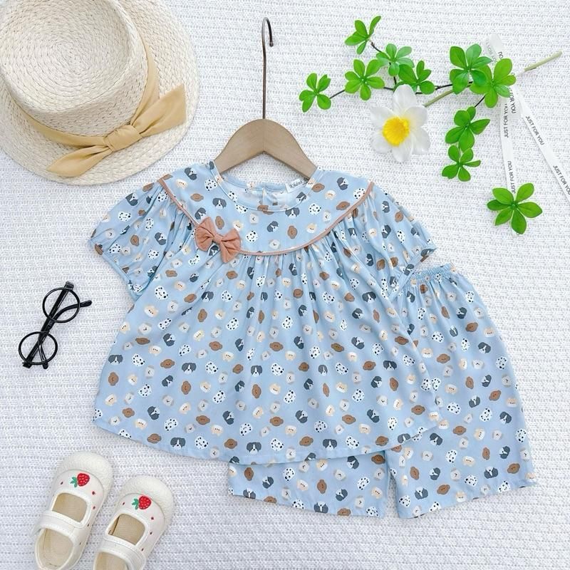 Hàng Mới Về KA190 Đồ Bộ Tole Lanh Khánh An Baby Cho Bé Gái Dáng Babydoll Size 8-42kg E14