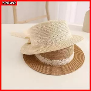 Mũ Rơm Trẻ Em YRBWD, Mũ Chống Nắng Thoáng Khí Chống Tia UV, Nơ Ren Có Thể Gập Lại Đơn Giản Trẻ Em Panama Mũ Cho Bé Gái