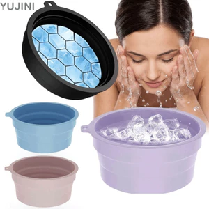 Bát tắm đá mặt YUJUNI, Chậu đá di động có thể gập lại bằng silicon, Khay đá tích hợp đa chức năng Bát nhúng mặt cho nữ bé gái