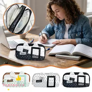 TOPTOOLCX Bút Chì, Túi Đựng Bút Dung Tích Lớn Hình Mèo, Di Động Dễ Thương Có Cửa Sổ Ảnh Túi Đựng Bút Chì Quà Tặng