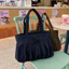 Túi Tote Mua Sắm ROLY, Túi Đeo Vai Canvas Dung Tích Lớn, Nơ Xếp Ly Thường Ngày Có Thể Gập Lại Màu Trơn Túi Xách Học Sinh